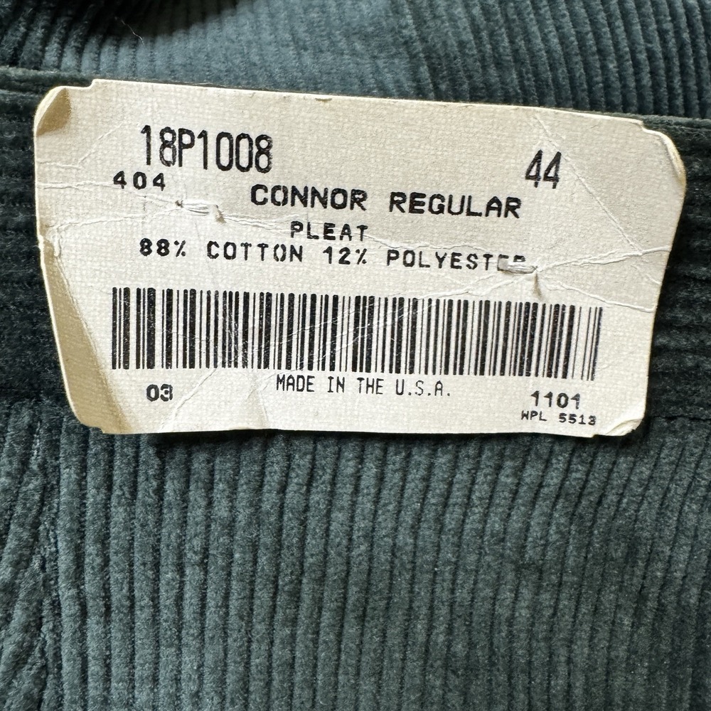 Sewell USA 44 Unfinished Green Pleated Corduroy Pants Trousers Vintage Wide Leg